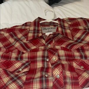 Vintage Wrangler Red Plaid Button-Up Shirt